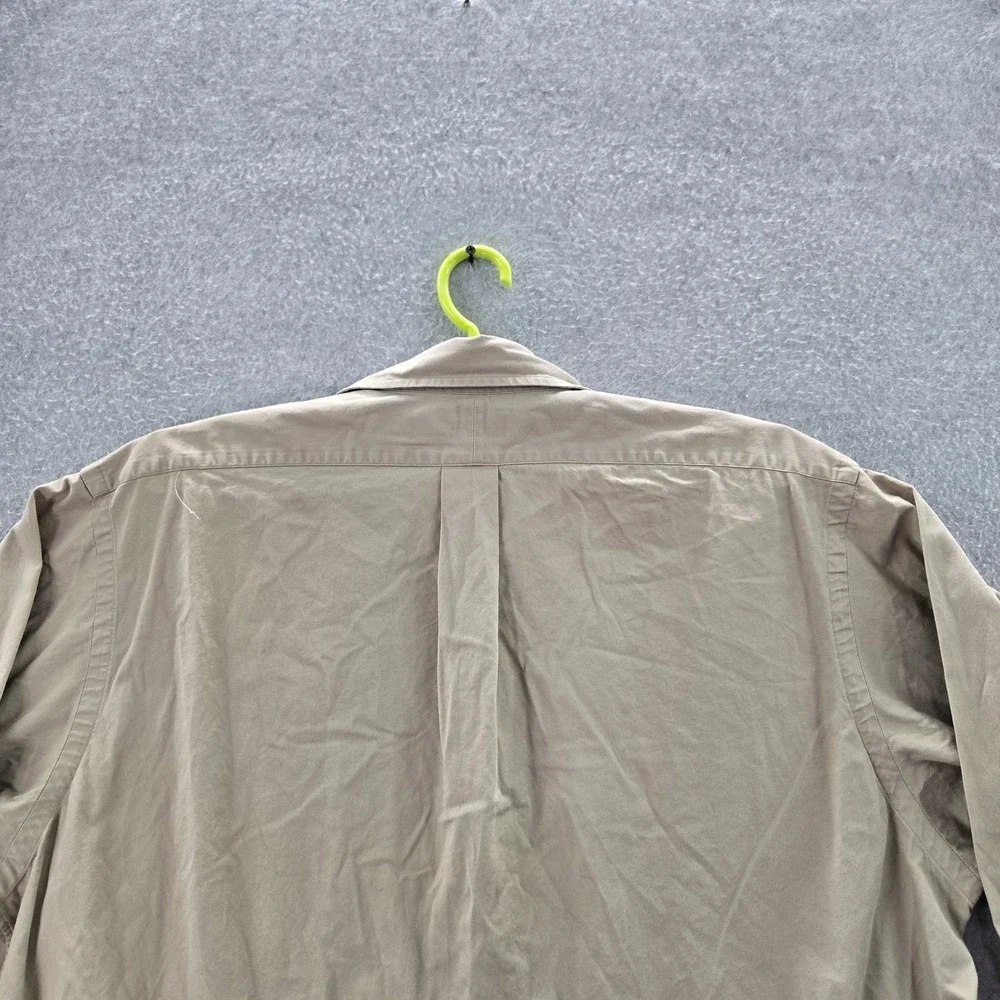 Ralph Lauren Men Button Up Shirt L Beige‎ Polo Player Embroidery Blake